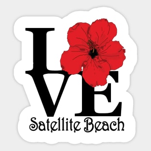 Satellite Beach LOVE Red Hibiscus Sticker